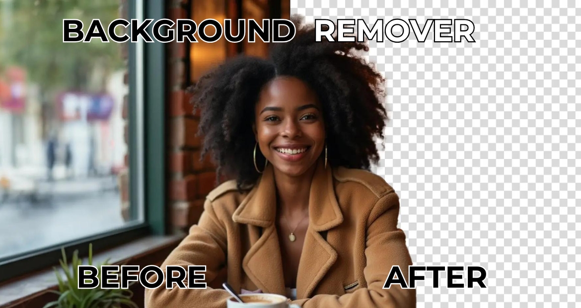 Visual representation of Designs.ai's background remover features.
