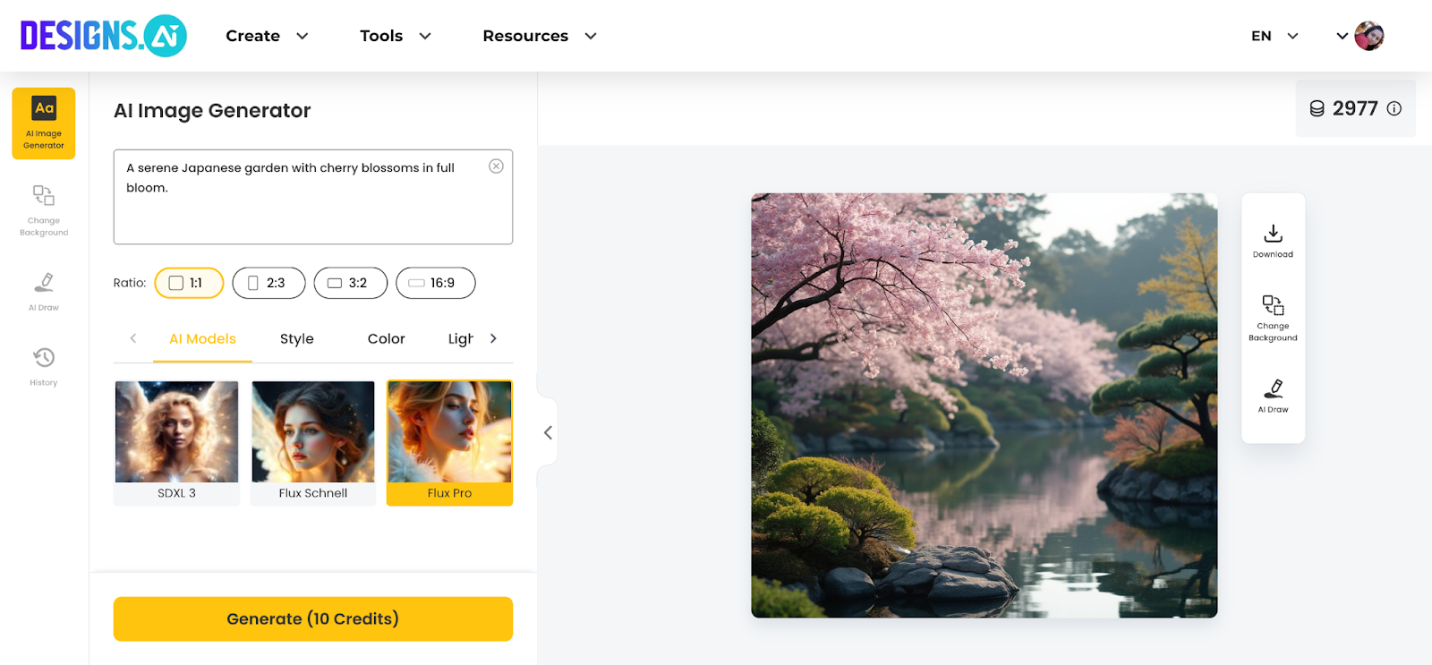 cherry blossoms ai image using Design AI