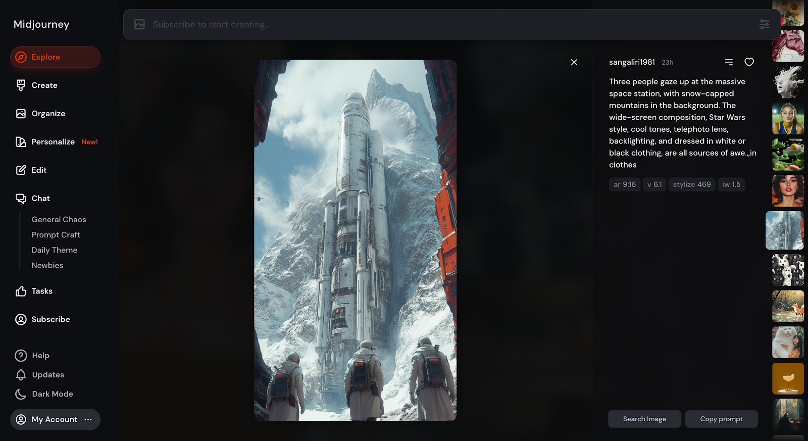 Midjourney ai image generator prompt