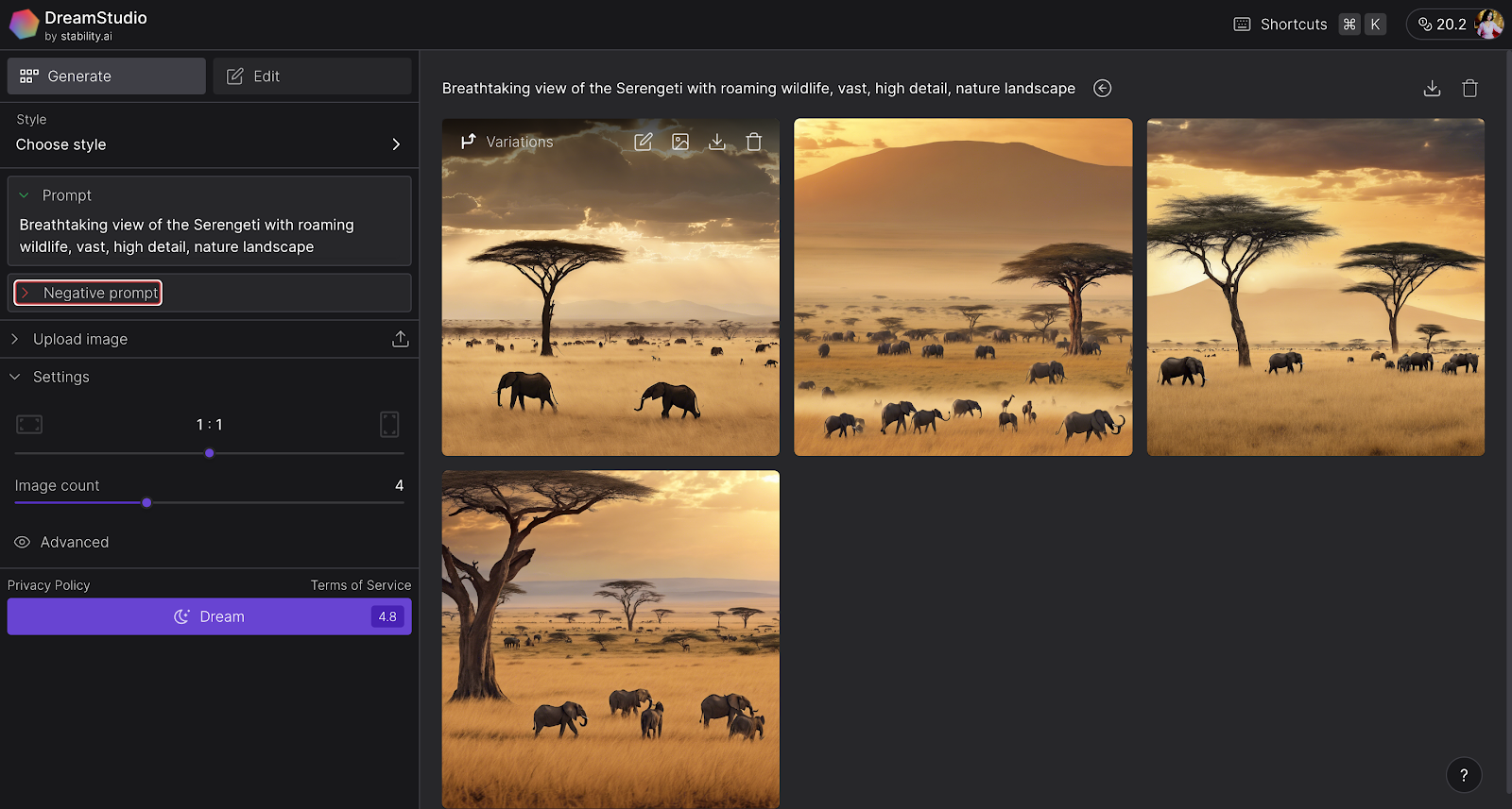DreamStudio ai image generator prompt
