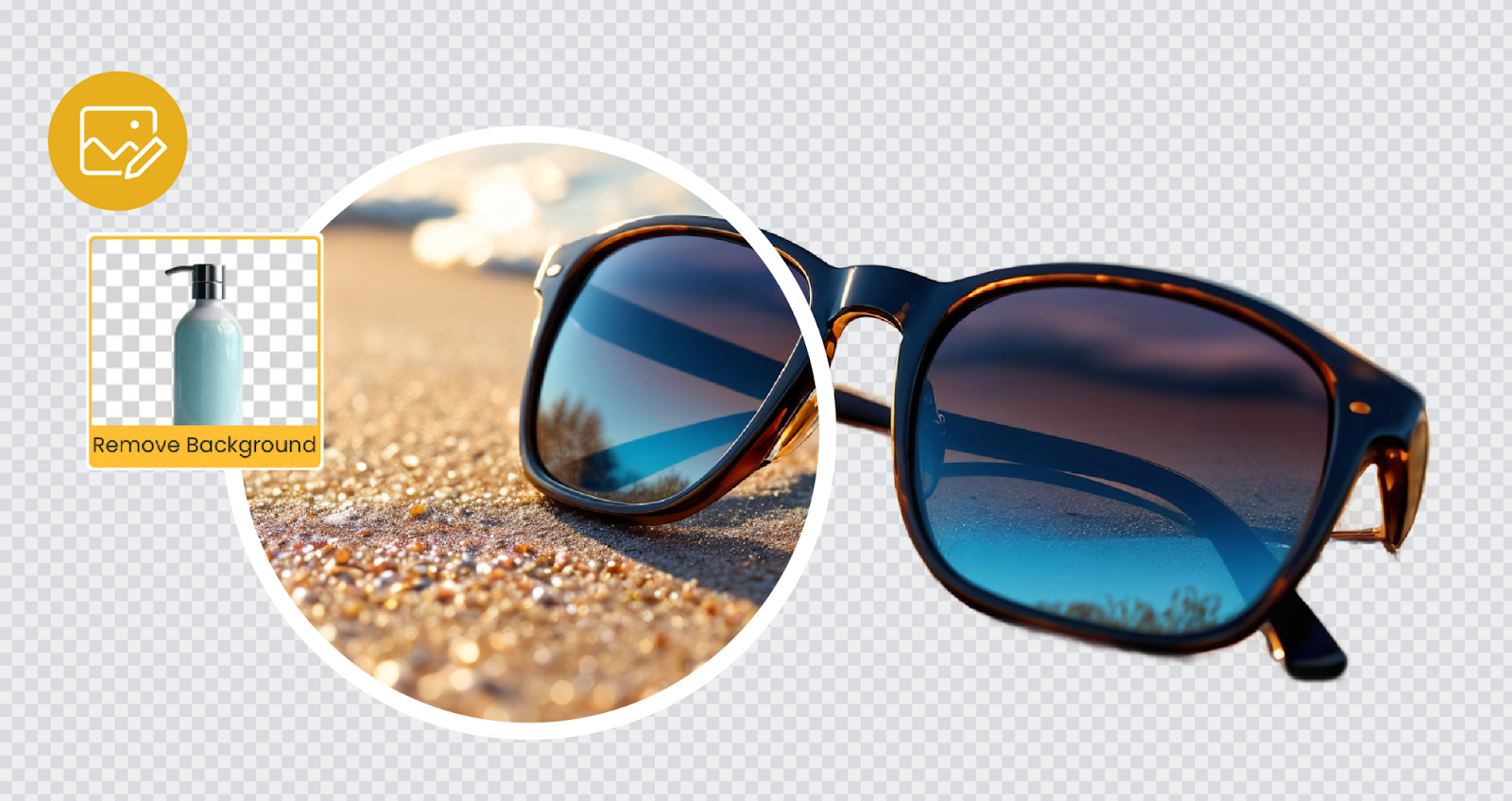 A pair of sunglasses resting on a surface.